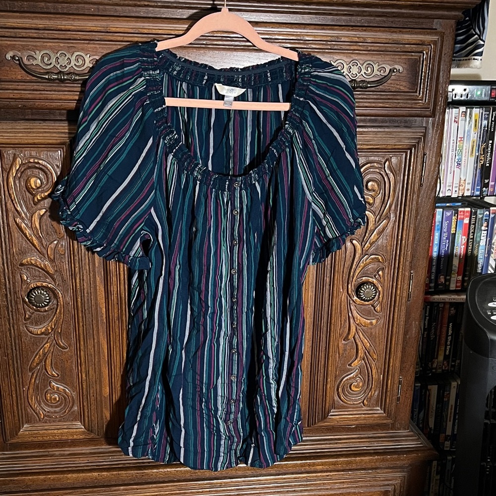 Terra & Sky Women's Striped Top - Blue and Purple